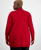 Jm Collection Plus Size Metallic Open-Front Cardigan, Created for Macy's