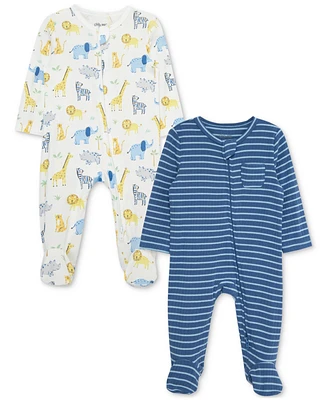 Little Me Baby Boys Jungle Fun Footed Coveralls, 2 Piece Set