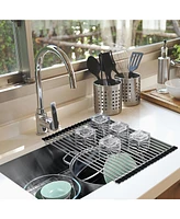 Aquaterior Wall Mount Pre-Rinse Faucet Undermount Kitchen Sink Kit Height Sprayer Single Bowl Sink Basin, with Drain Pipe, Basket Strainer