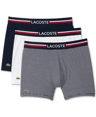 Lacoste Men's Regular Fit Stretch French Flag Boxer Briefs, Pack of 3