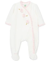 Little Me Baby Girls Ruffled Floral Velour Footed Coverall