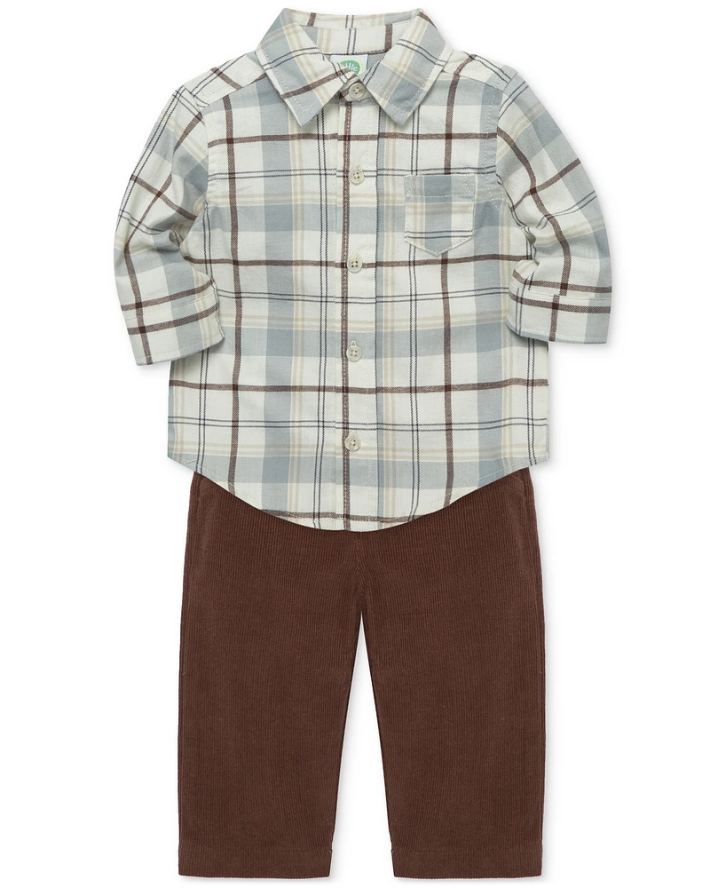 Little Me Baby Boys Plaid Shirt & Pants Set