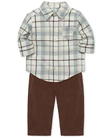 Little Me Baby Boys Plaid Shirt & Pants Set