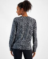 Id Ideology Women's Animal-Print Fleece Sweatshirt, Created for Macy's