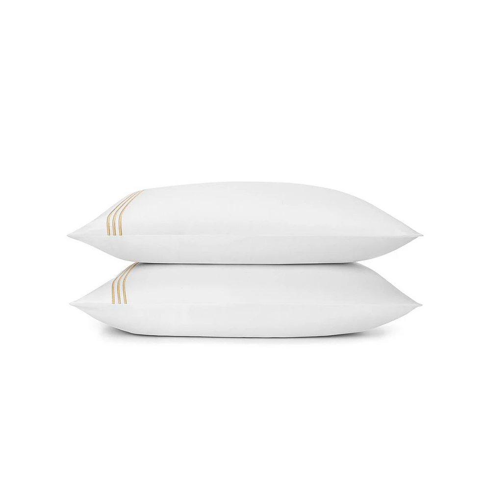 Standard Textile Home Embroidered Sateen Pillowcase Set, Standard,Sesame