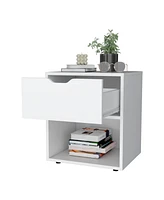 Fm Furniture Elliott Nightstand with Elegant Drawer and Open Shelf