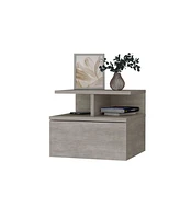 Fm Furniture Augusta Floating Nightstand with 2-Tier Shelf and 1-Drawer