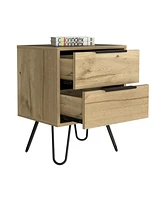 Fm Furniture Nuvo Nightstand,Two Drawers, Hairpin Legs