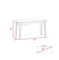 Fm Furniture Kyoto 140 Writing Desk, Haipin Legs, Open Shelf