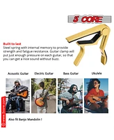 5 Core Guitar Capo Gold Premium Aluminum Capo for Acoustic Guitars Ukulele Banjo Mandolin Bass Superior Build Quality Professional Musical Instrument