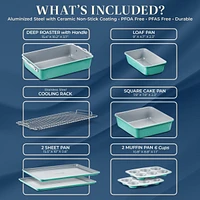 Bakken 8-Piece Stackable Bakeware Set - Ceramic Non-Stick Coating, Baking Sheets, Assorted Baking Pans, Ptfe, Pfoa & Pfos Free