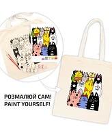 Rosa ROSATalent: Eco-Friendly Cotton Ecobag Coloring Kit – Cats Design (220 Gsm, 38x42 cm)