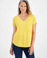 Style & Co Petite V-Neck Round-Hem T-Shirt, Created for Macy's