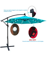 Streamdale Furniture 10 Ft Outdoor Patio Umbrella Solar Powered Led Lighted Sun Shade Market Waterproof 8 Ribs