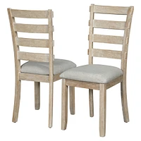 6-Piece Rubberwood Dining Table Set With Beautiful Wood Grain Pattern Table Top Solid Wood