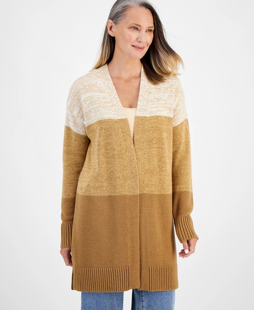 Style & Co Women's Open-Front Colorblocked Cardigan, Created for Macy's