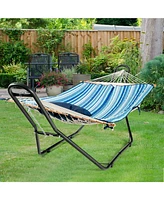Gymax Hammock Stand Heavy Duty Steel Frame Hanging Hooks Indoor Outdoor