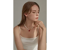 Kokoro Freshwater Pearl Heart Necklace 20" For Women