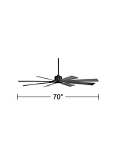 70" Defender Modern Large Indoor Outdoor Ceiling Fan with Led Light Remote Control Matte Black Damp Rated for Patio Exterior House Home Porch Gazebo G