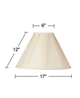 Set of 2 Empire Lamp Shades Ivory French Drape White Large 6" Top x 17" Bottom x 12" High Spider with Replacement Harp and Finial Fitting