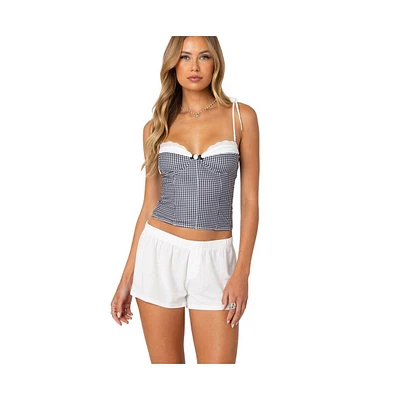 Edikted Women's Peekaboo Lacey Gingham Corset