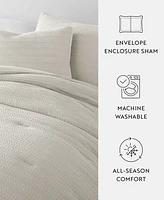 ienjoy Home Waffle Textured -Piece Comforter Set