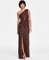 Eliza J Women's Sequined One-Shoulder Side-Twist Gown