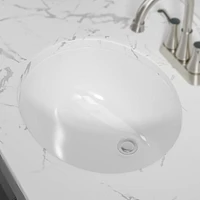 Streamdale Furniture 19 X16 Oval Shaped Undermount Bathroom Sink Modern Pure Porcelain Ceramic Lavatory Vanity