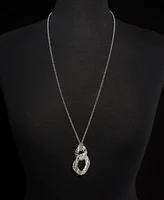 I.n.c. International Concepts Textured Interlocking Long Pendant Necklace, 30" + 3" extender, Created for Macy's