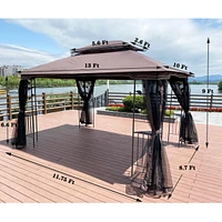 13 X 10 Outdoor Patio Gazebo Canopy Tent With Ventilated Double Roof And Mosquito Net