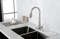 Streamdale Furniture Kitchen Faucet With Pull Down Sprayer Brushed Nickel, High Arc Single Handle