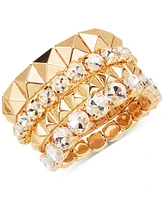 I.n.c. International Concepts 4-Pc. Set Crystal & Pyramid Studded Stretch Bracelets, Created for Macy's