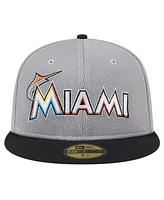 New Era Men's Gray Miami Marlins Pivot Mesh 59FIFTY Fitted Hat