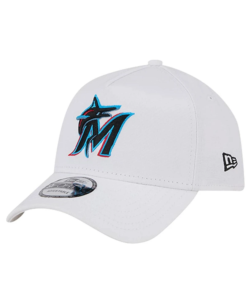 New Era Men's White Miami Marlins Tc A-Frame 9FORTY Adjustable Hat