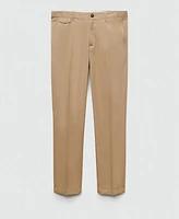 Mango Men's Regular Fit Structure Cotton Trousers