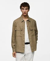 Mango Men's Linen Pockets Detail Overshirt