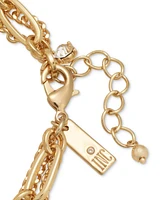 I.n.c. International Concepts Crystal Mixed Chain Triple-Row Ankle Bracelet, Created for Macy's