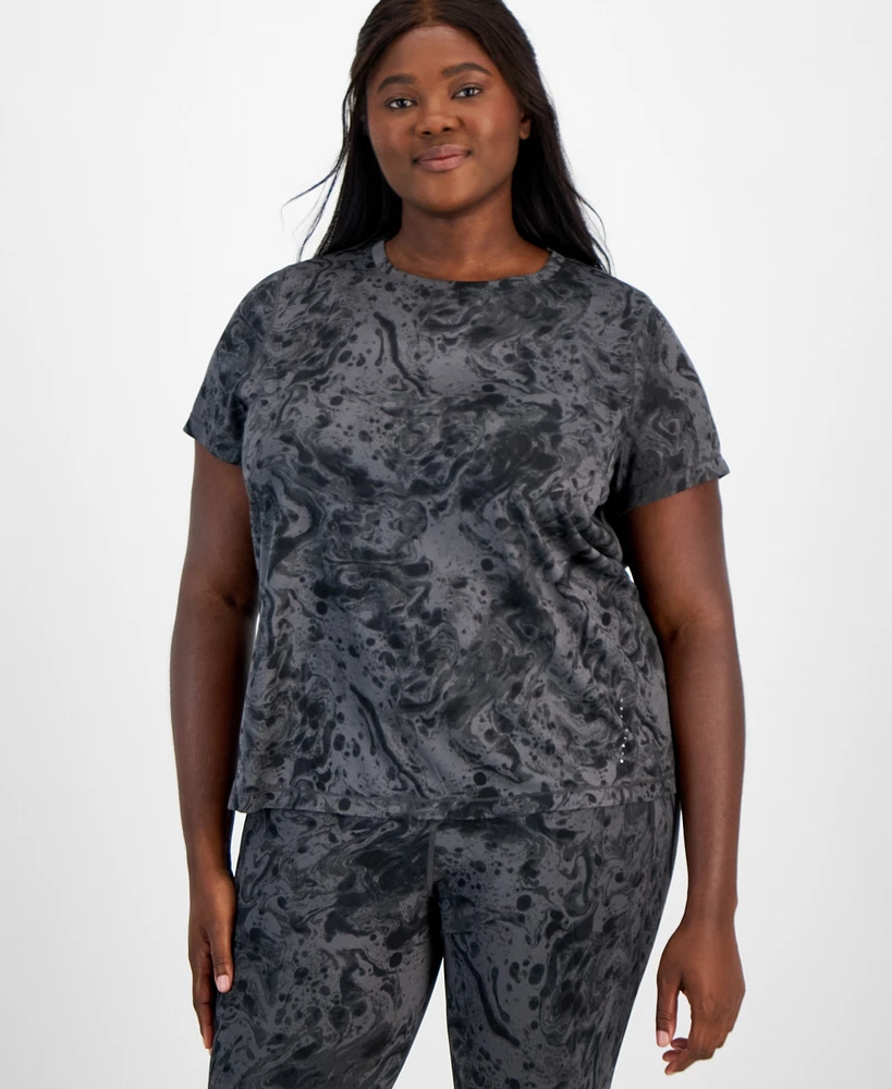 Id Ideology Plus Relaxed Water Bubbles Mesh T-Shirt, Created for Macy's