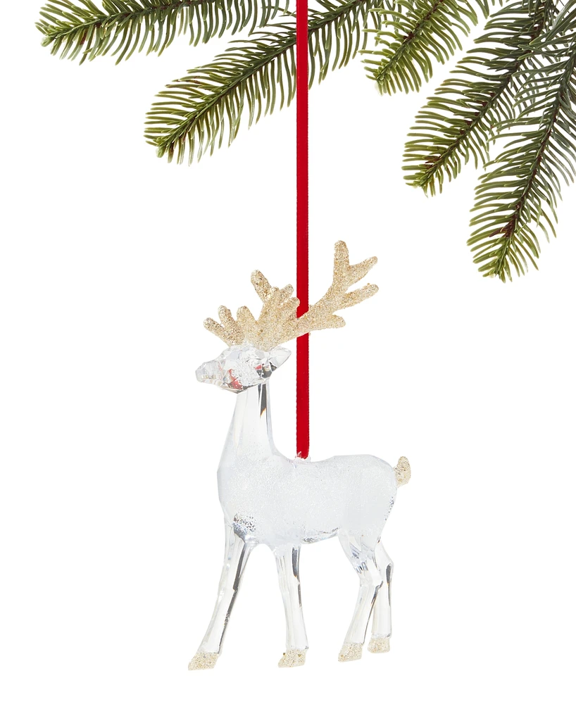 Holiday Lane Snowdaze Clear & Gold Reindeer Ornament, Created for Macy's