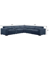 Nevio 6-Pc. Fabric Power Headrest L-Shaped Sectional and Console with 2 Motion Chairs