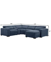 Nevio -Pc. Fabric Power Headrest Sectional and Chaise with 2 Motion Chairs