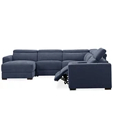 Nevio 6-Pc. Fabric Power Headrest Sectional with Chaise & Console and 1 Motion Chair