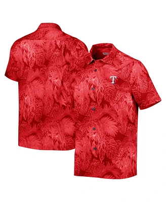 Tommy Bahama Men's Red Texas Rangers Coast Luminescent Fronds IslandZone Button-Up Camp Shirt