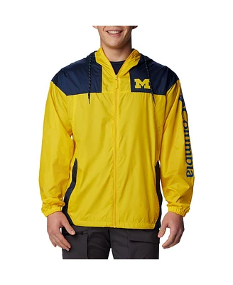 Columbia Men's Maize Michigan Wolverines Flash Challenger Omni-Shade Full-Zip Windbreaker Hoodie Jacket