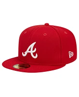 New Era Men's Red Atlanta Braves Logo 59FIFTY Fitted Hat