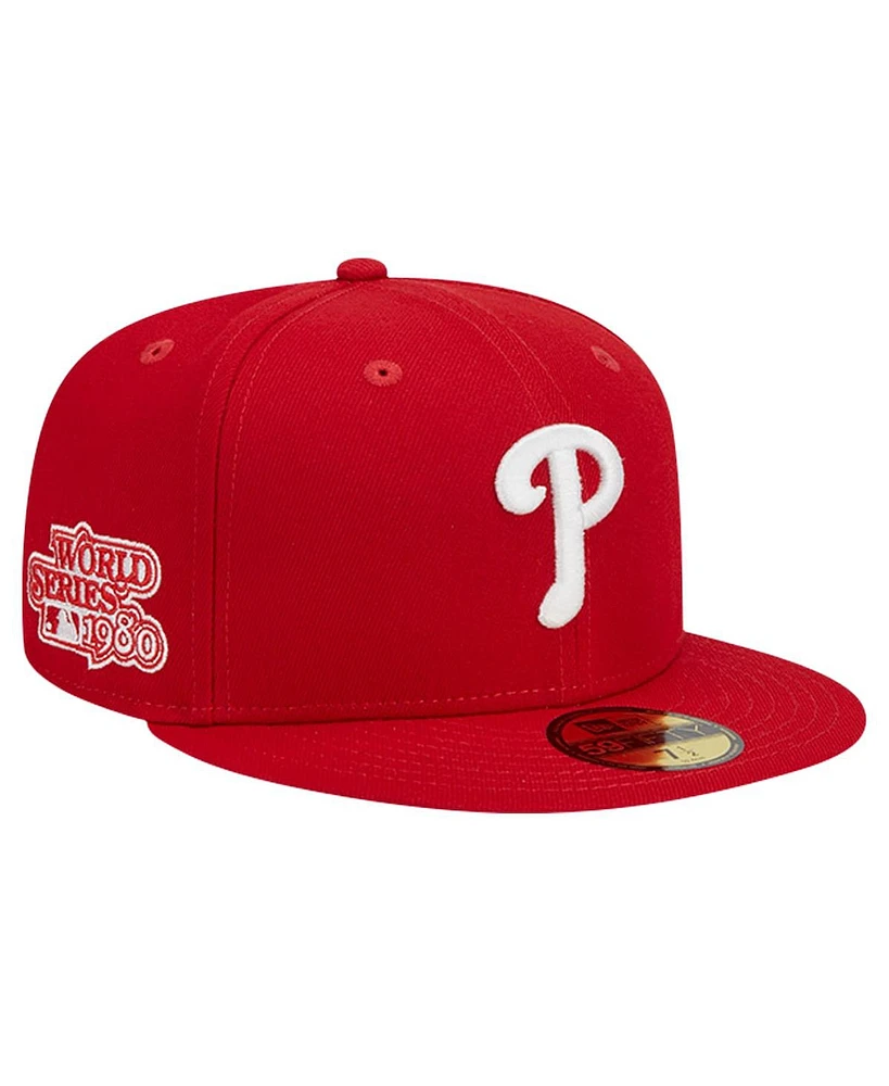 New Era Men's Red Philadelphia Phillies Logo 59FIFTY Fitted Hat