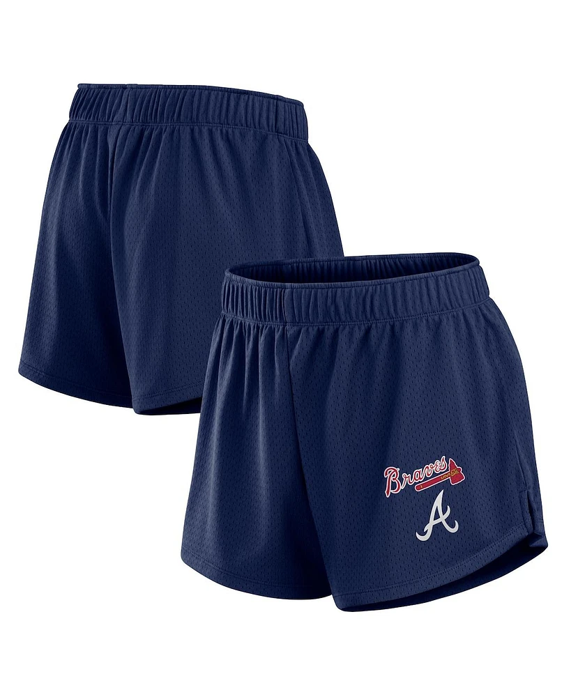 Fanatics Women's Navy Atlanta Braves Mesh Shorts