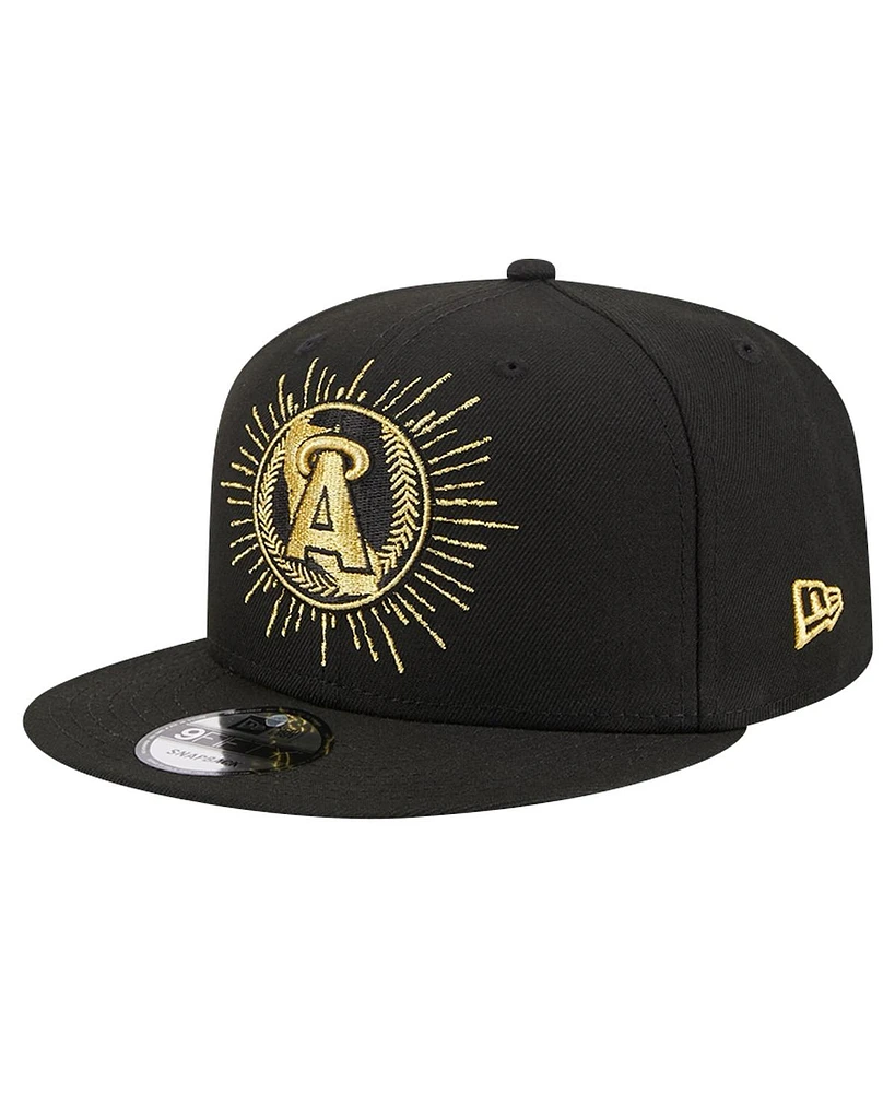 New Era Men's Black California Angels Metallic Logo 9FIFTY Snapback Hat