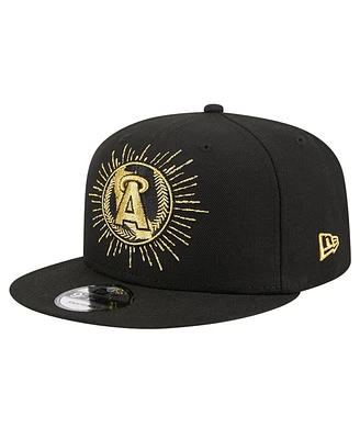 New Era Men's Black California Angels Metallic Logo 9FIFTY Snapback Hat