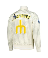 Pro Standard Men's Cream Seattle Mariners Cooperstown Collection Pinstripe Retro Classic Satin Full-Snap Jacket